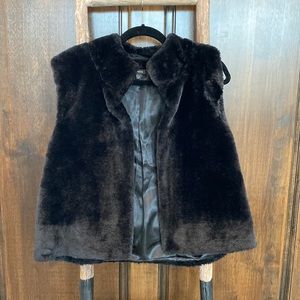 NWOT Talbots Black Faux Fur Vest